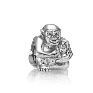 Sterling silver Pandora charm Chimp family
